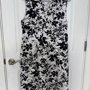 Believe… 100% Cotton Black and White Floral Midi Dress